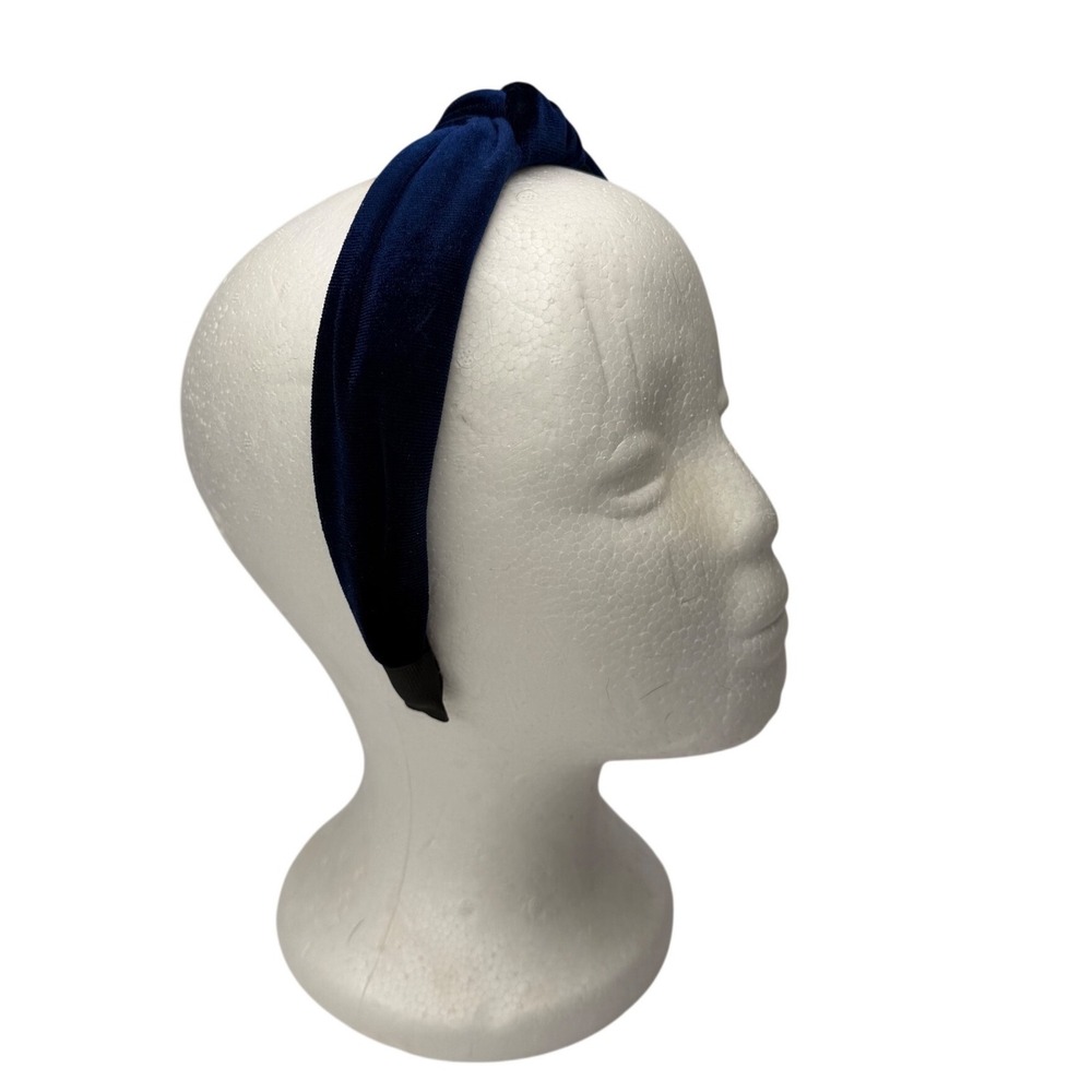 Navy Blue Velvet Top Knot Headband Women Classic Soft Turban Style Boho Chic‎